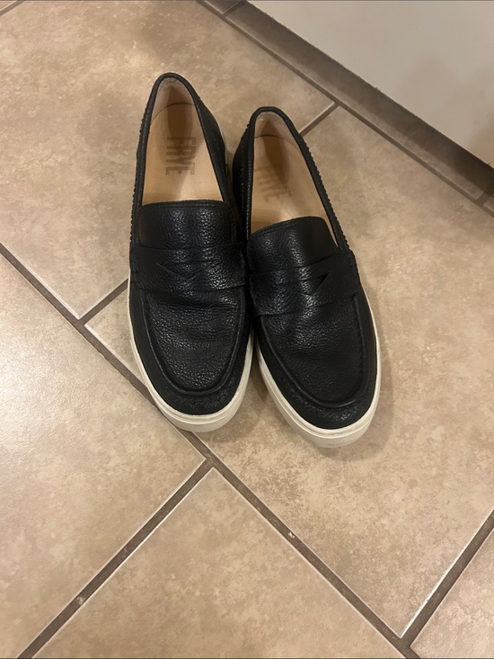 Frye Shoes - Frye Black Leather Penny Loafers with White Sole